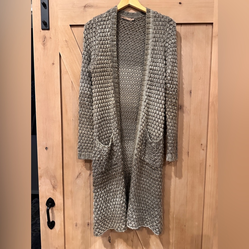 Prana Long Gray/Beige Ombré Knit Duster Sweater - size Small